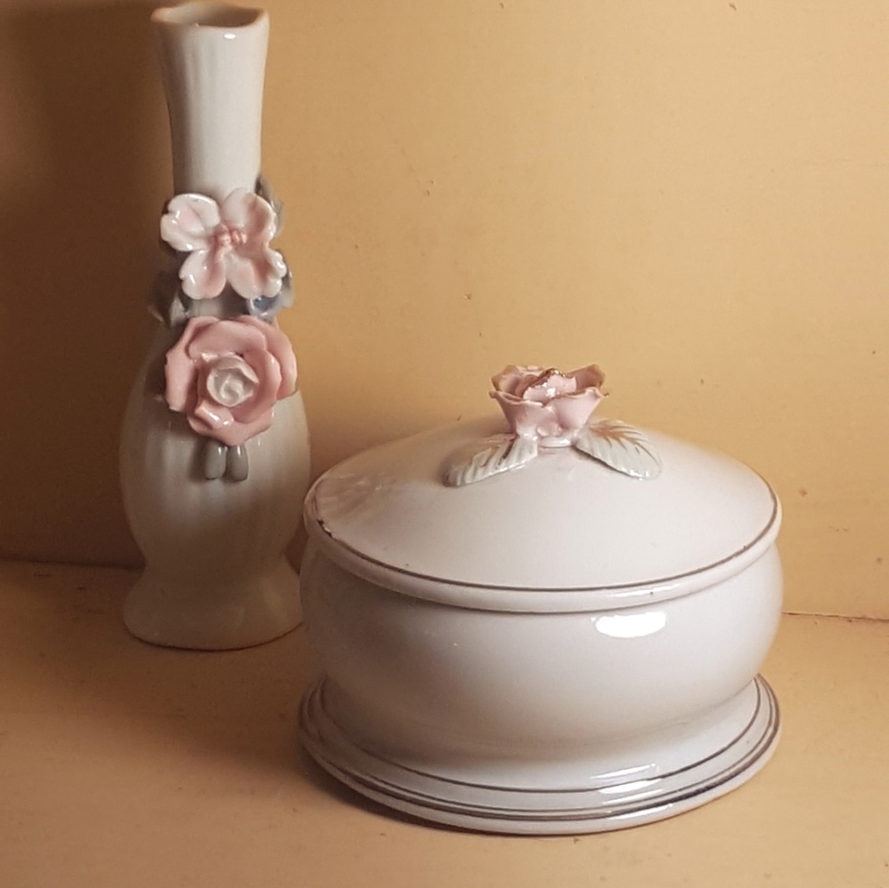 White vase and trinket box